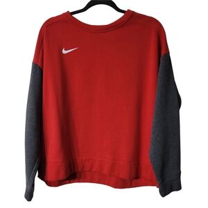 Nike Red and Gray Crewneck Sweater with Athletic Design Size XL